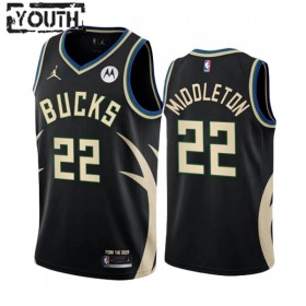Dres Milwaukee Bucks Khris Middleton 22 Jordan 2022-23 Statement Edition Crno Swingman - Dječji